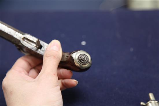 A pair of early 19th century steel boxlock pocket pistols, 6in.